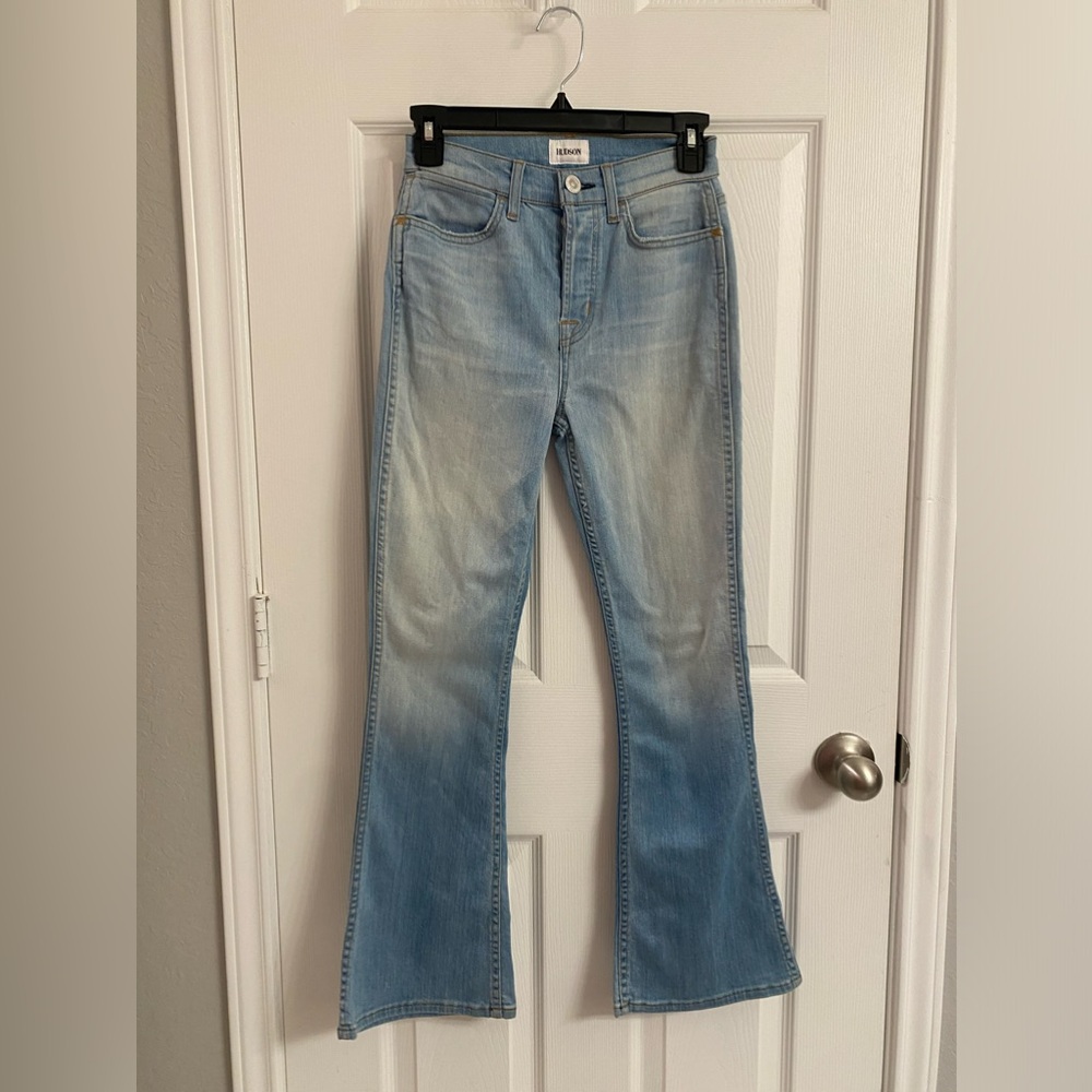 Retro HUDSON Flare Jeans Light Blue Button Fly Size 25 Waist